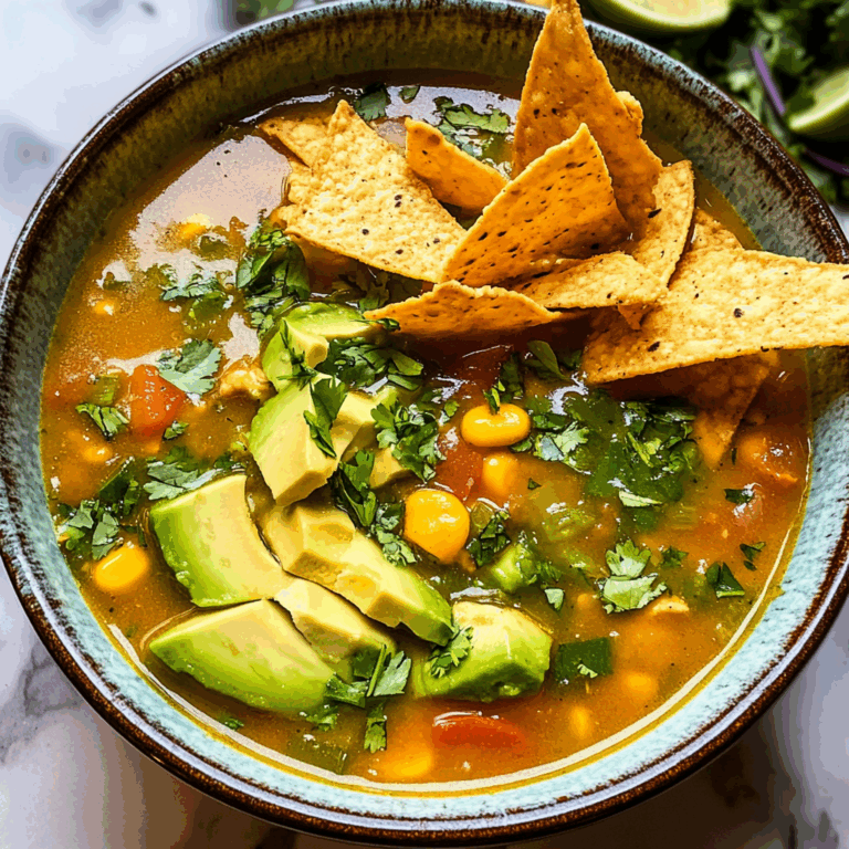 Creamy Avocado Soup with Cilantro and Tortilla Chips