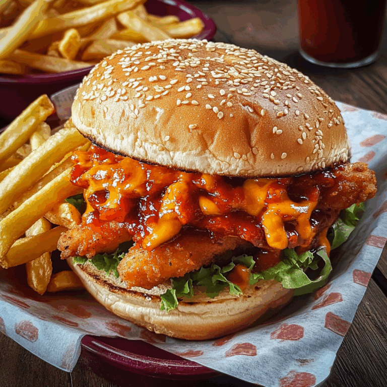 Spicy Chicken Sandwich with French Fries