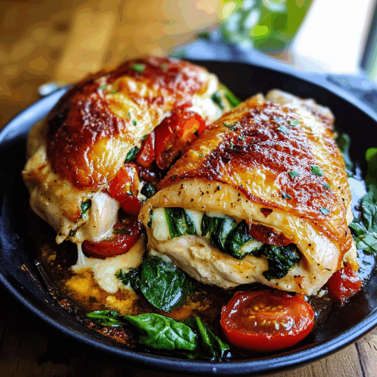 Spinach Stuffed Chicken Breasts with Cheese and Tomatoes