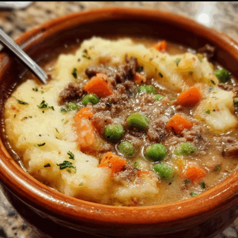 Shepherd’s Pie Soup with Meat and Vegetables