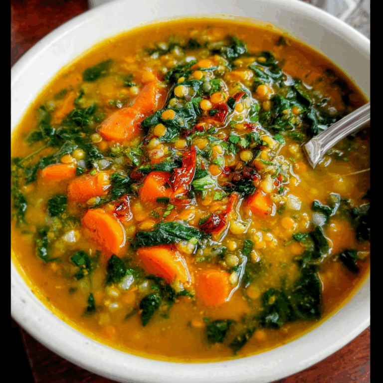 Comforting Spinach, Carrot, and Red Lentil Soup