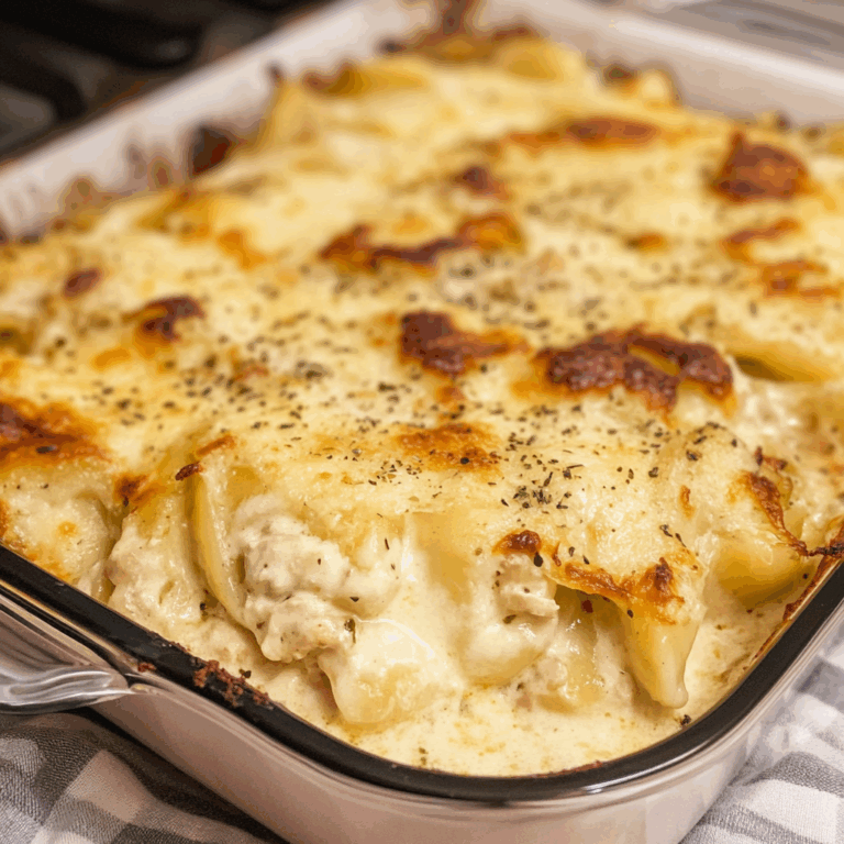 Chicken Alfredo Pierogi Casserole
