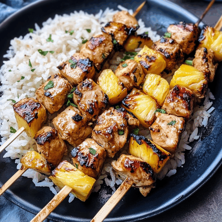 Chicken and Pineapple Skewers with Rice