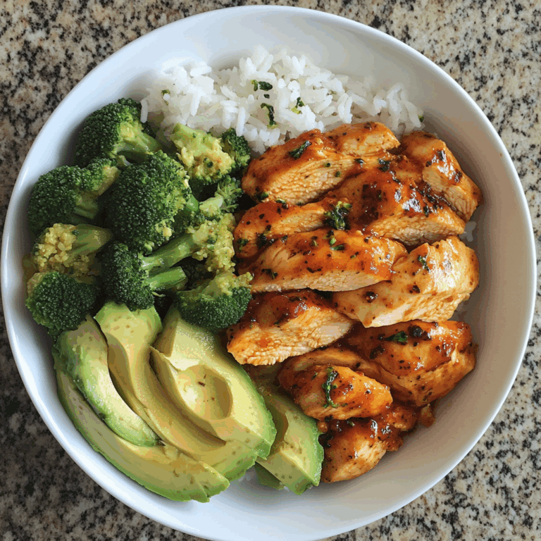 Chicken and Rice with Broccoli and Avocado