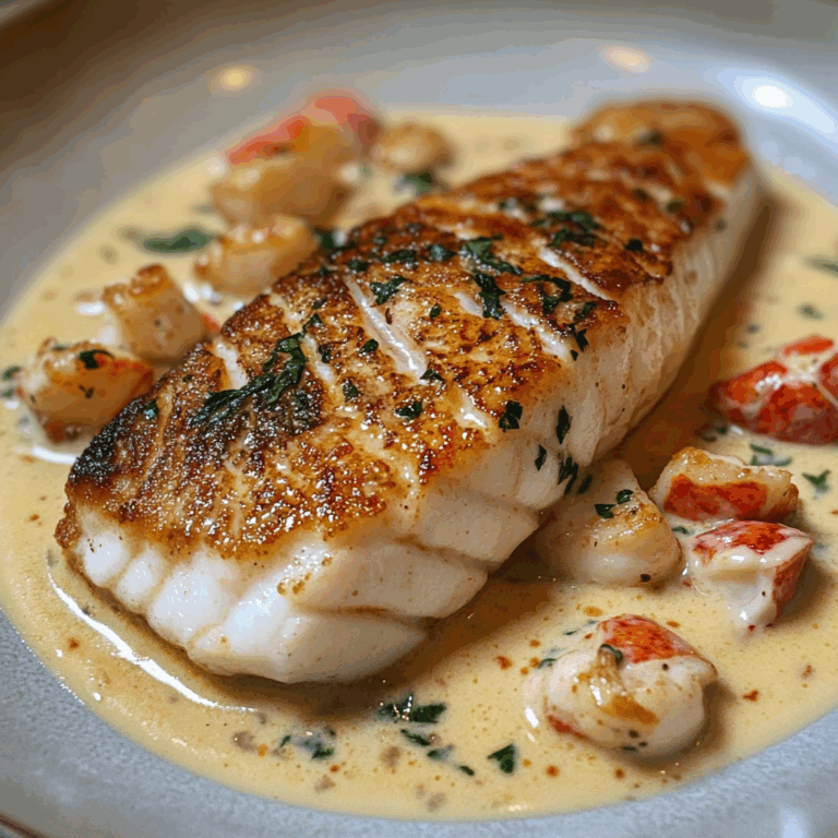 Seared Snapper with Lobster Cream Sauce