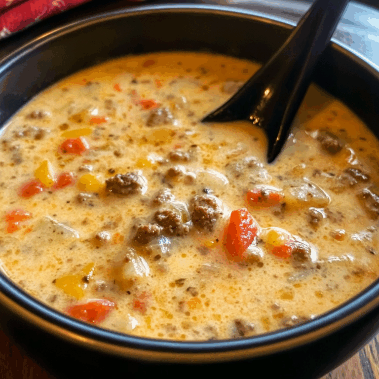 Slow Cooked Cheeseburger Soup