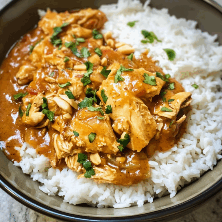 Slow Cooker Peanut Chicken with White Rice and Cilantro
