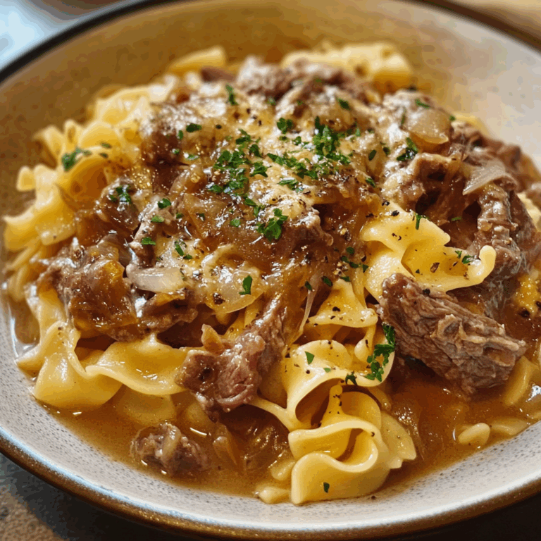 Delectable French Onion Beef and Noodles