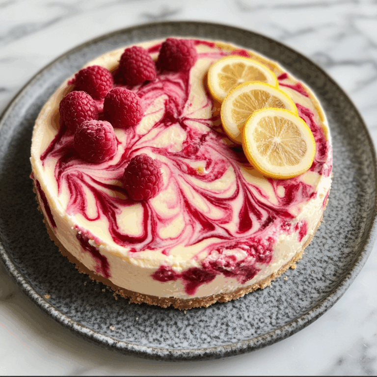 No-Bake Raspberry Lemon Swirl Cheesecake