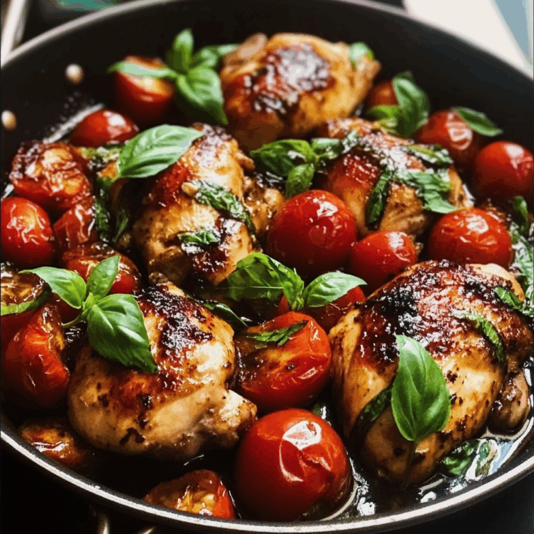 One Pan Balsamic Chicken with Tomatoes and Basil