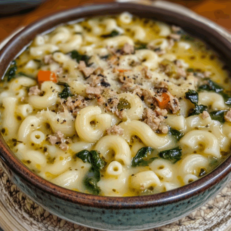Creamy Macaroni and Spinach Soup