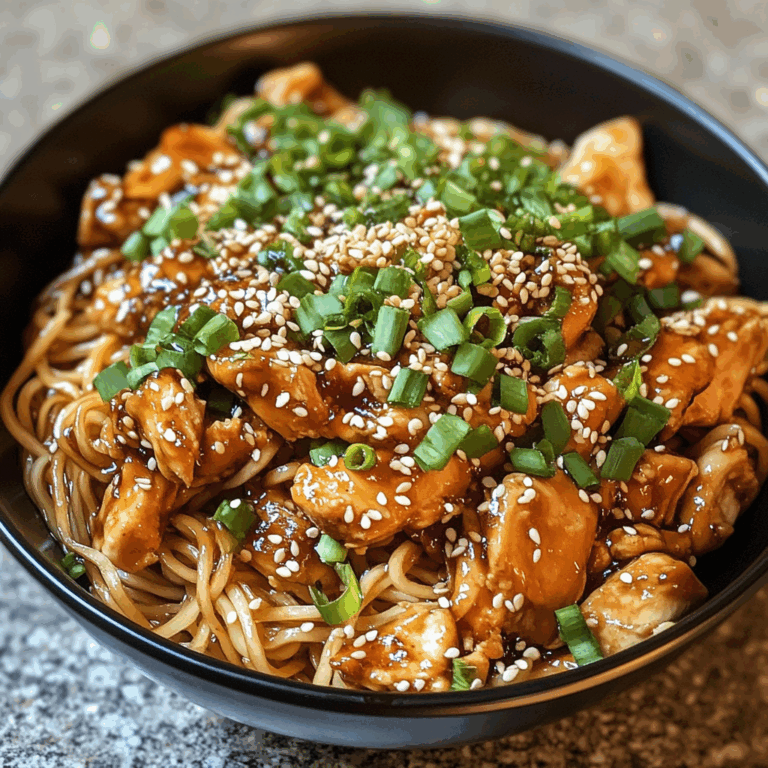 Chicken Teriyaki Noodles with Sesame Seeds and Scallions