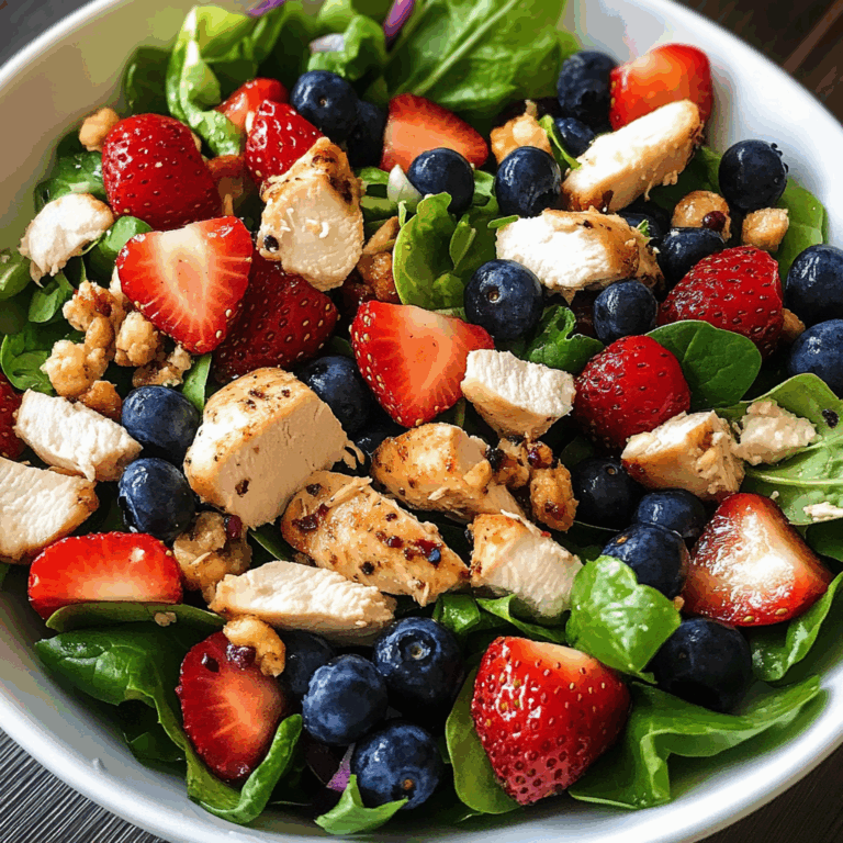 Healthy Chicken Salad with Strawberries and Blueberries