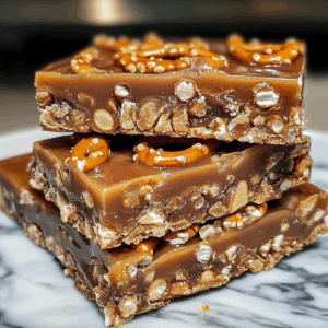 No-Bake Caramel Pretzel Crack Bars