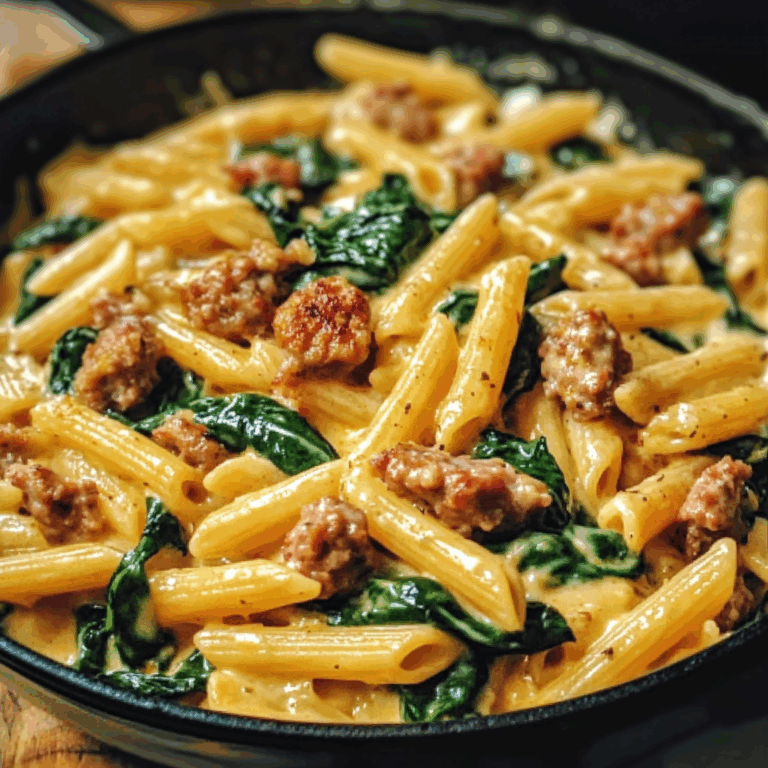 One-Pan Creamy Penne with Spinach and Italian Sausage