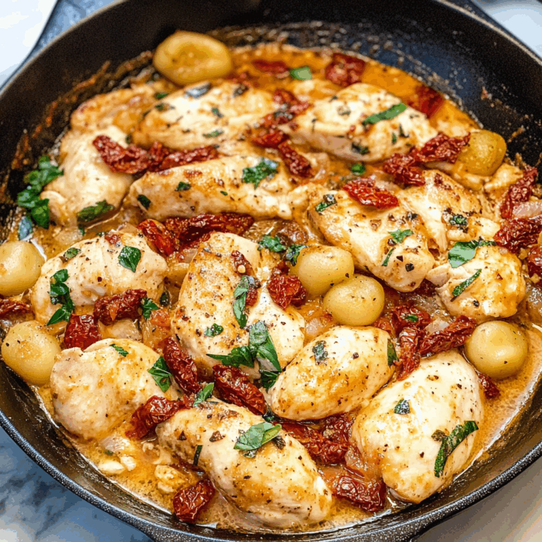 One Skillet Sun Dried Tomato Chicken and Gnocchini