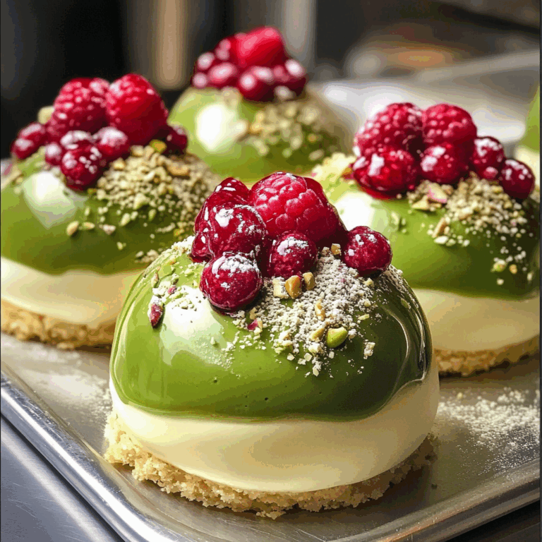 Pistachio and Raspberry Cheesecake Domes: Decadence in Every Bite