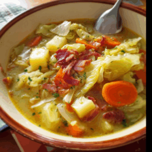 Hearty Irish Bacon, Cabbage and Potato Soup