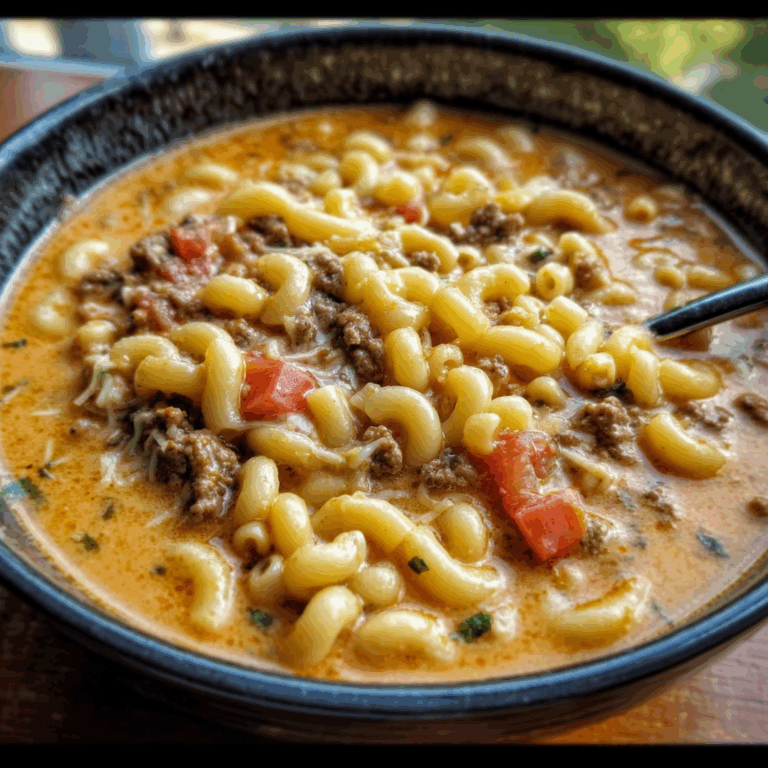 One Pot Macaroni Cheeseburger Soup
