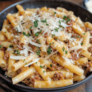 Delectable Pasta Dish with Savory Meat and Melty Cheese