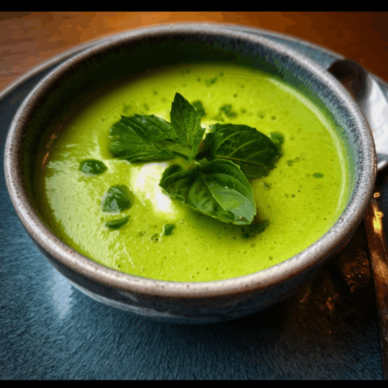 Pea Soup with Basil Garnish: A Vibrant and Flavorful Delight