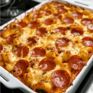 Irresistible Pizza Casserole with Cheese and Pepperoni