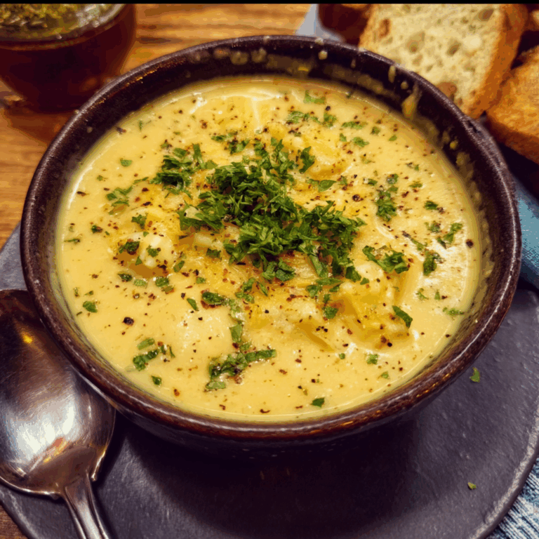 Creamy Potato Soup with Cheese and Herbs